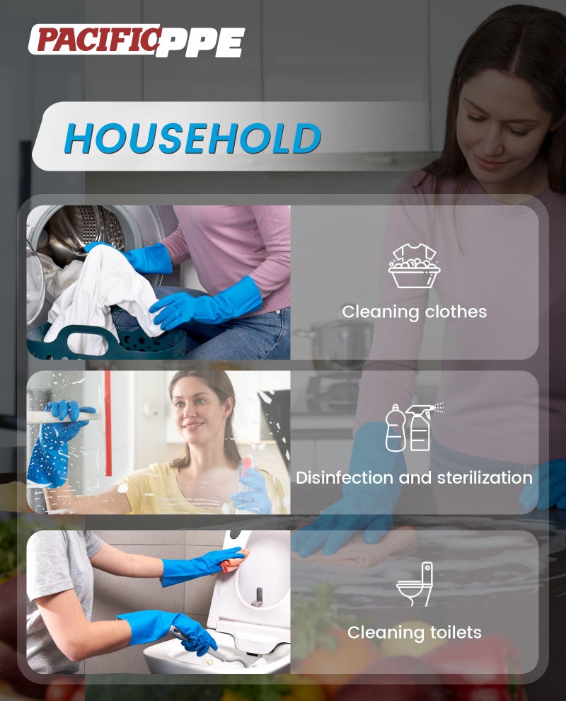 PACIFIC PPE 2 Pairs Reusable Dishwashing Cleaning Gloves with Latex Free, Cotton Lining, Kitchen Gloves, Blue, Medium - Image 4